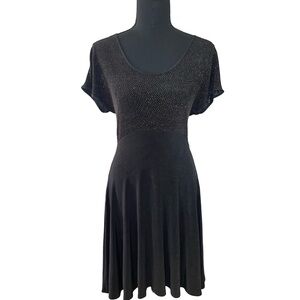 Vintage 1990s Slinky Black Babydoll Dress with Sparkle Zanoni by Jalate -Medium